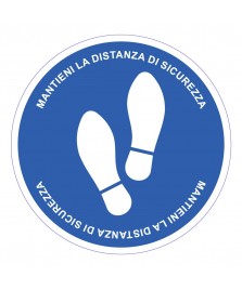 ADESIVO "MANTIENI LA DISTANZA DI SICUREZZA" 30CM CALPESTABILE