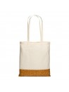 Shopper in cotone naturale con fondo in sughero e grafica promozionale