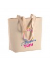 Shopper in cotone con soffietto alla base e grafica promozionale
