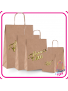 Shopper bianca/avana con manico ritorto stampa a caldo stampata