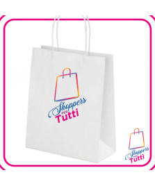 Shopper Bianca in Carta con Manico Ritorto
