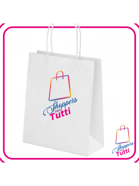 Shopper Bianca in Carta con Manico Ritorto