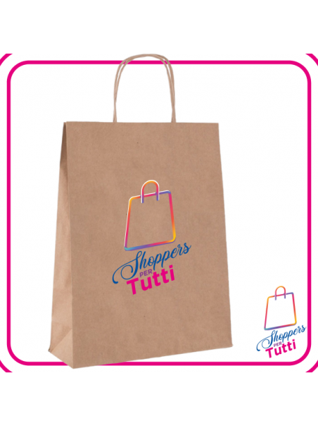 Shopper Avana in Carta con Manico Ritorto full color stampata