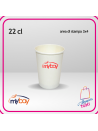 Bicchiere in carta da 22 cl, perfetto per bevande calde e fredde. Personalizzabile con stampa a 1 colore (max 3x4 cm).