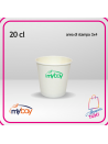 Bicchiere in carta da 20 cl, perfetto per bevande calde e fredde. Personalizzabile con stampa a 1 colore (max 3x4 cm).