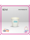 Bicchiere in cartoncino 8,5 cl, ideale per caffè espresso e bevande calde. Personalizzabile con stampa a 1 colore (max 3x3 cm).