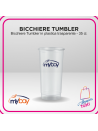 Bicchiere Tumbler in plastica trasparente da 35 cl, perfetto per bevande. Personalizzabile con stampa a 1 colore (max 3x4 cm).