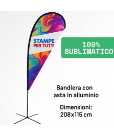Bandiera a goccia stampata in sublimazione completa di asta in alluminio.