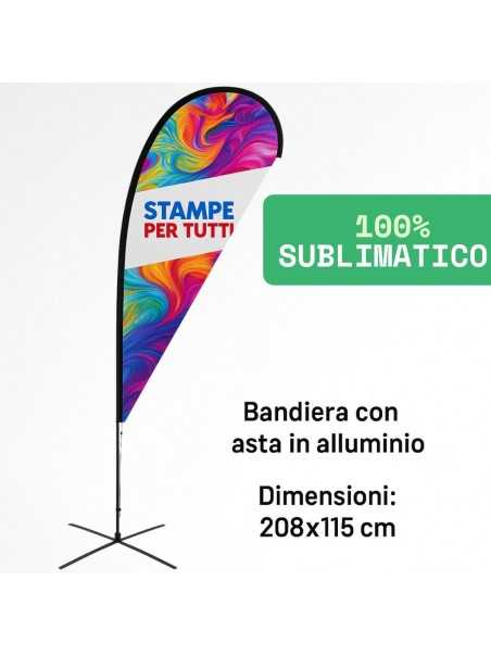 Bandiera a goccia stampata in sublimazione completa di asta in alluminio.