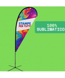 Bandiera a goccia stampata in sublimazione completa di asta in alluminio.