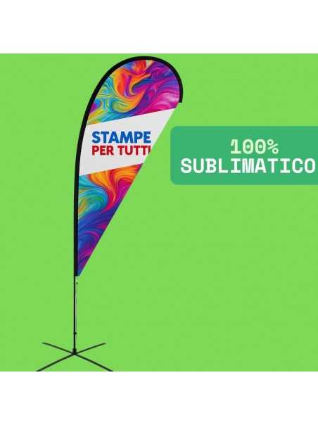 Bandiera a goccia stampata in sublimazione completa di asta in alluminio.