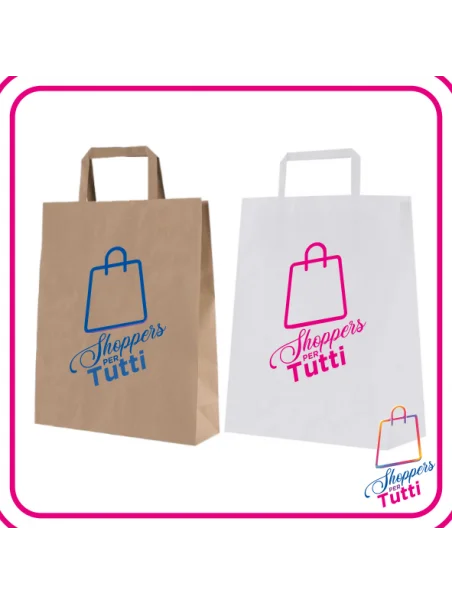 Shopper con manico a piattina stampa full color stampata