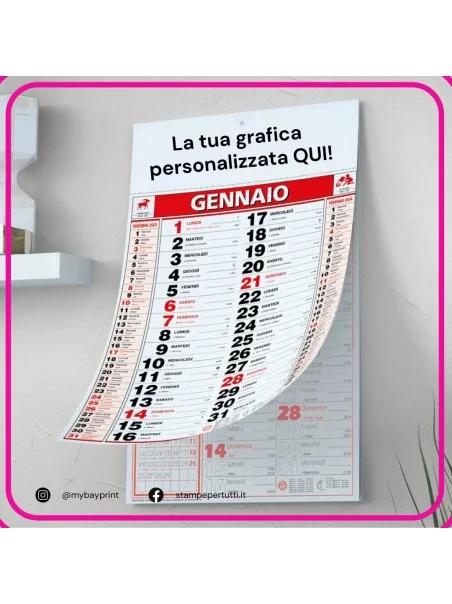 Calendario Olandese Rosso stampata