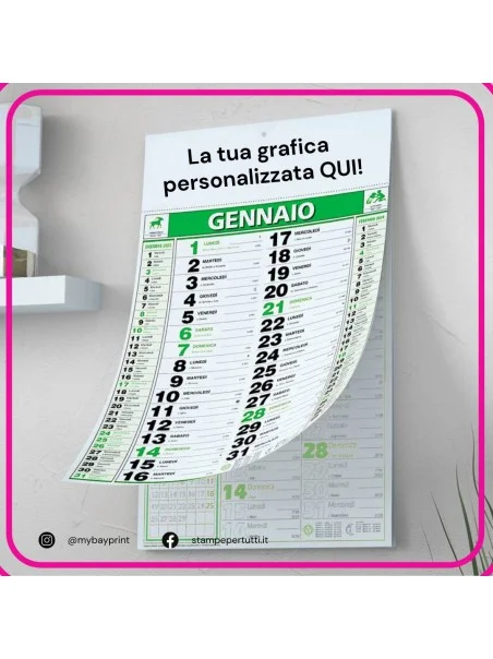 Calendario Olandese Verde stampata