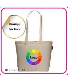 Shopper in cotone organico 120gr manici lunghi