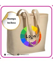 Shopper in cotone con base a soffietto 135gr personalizzata