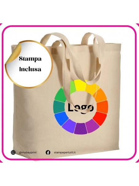 Shopper in cotone organico 135gr personalizzata full color