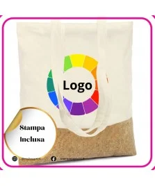 Shopper in cotone con base in sughero 135gr personalizzata