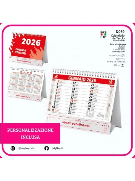 Calendario da Tavolo Personalizzato – D69 stampata