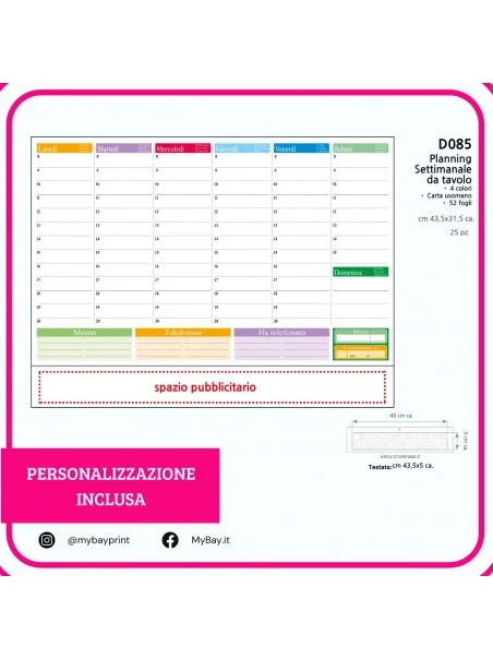 Planning da Tavolo Personalizzato – 4 colori stampata