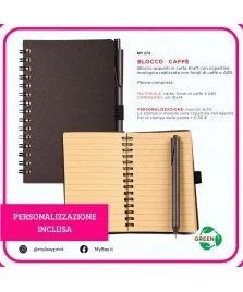 Blocco Caffè 10x14 cm personalizzato con penna inclusa stampata