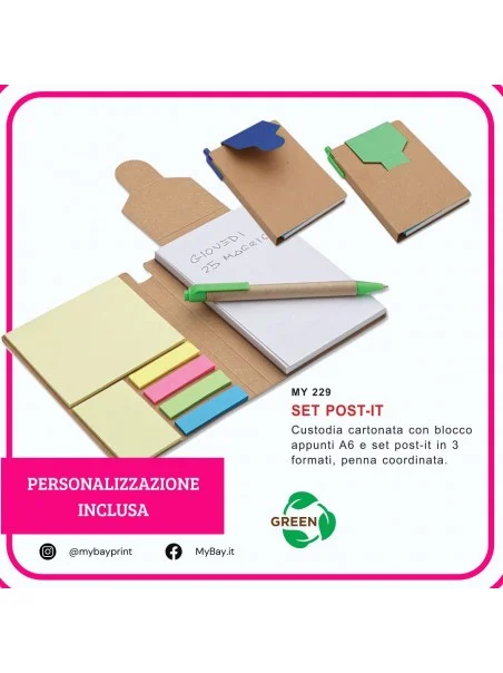 Set Post-it con Blocco Appunti e Penna – Personalizzato stampata