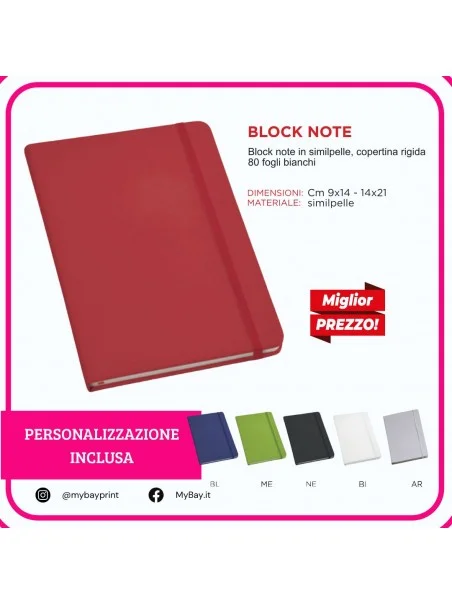 Block note similpelle 9x14 cm personalizzato stampata