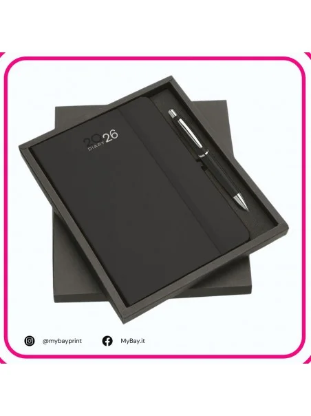Astuccio con agenda e penna stampata