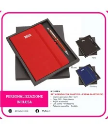Astuccio con agenda e penna stampata