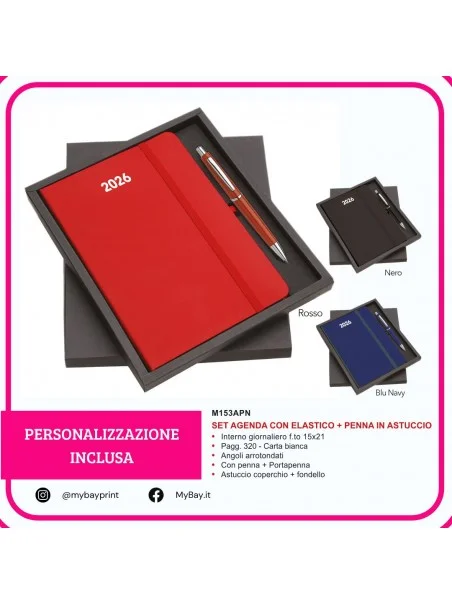 Astuccio con agenda e penna stampata