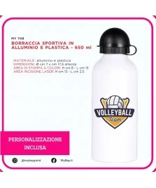 Borraccia sportiva 650 ml alluminio e plastica stampata