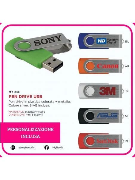 Pen Drive USB 8GB e 16GB personalizzabile stampata