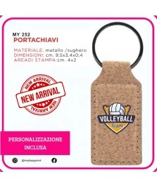 Portachiavi rettangolare in sughero e metallo – Stampa full