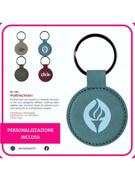 Portachiavi rettangolare in sughero e metallo – Stampa full