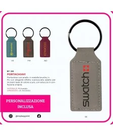 Portachiavi in PU scamosciato con anello brunito rettangolare