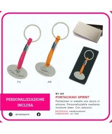 Portachiavi Sprint in metallo e silicone stampata