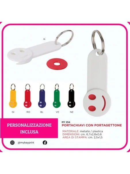 Portachiavi con portagettoni in plastica stampata