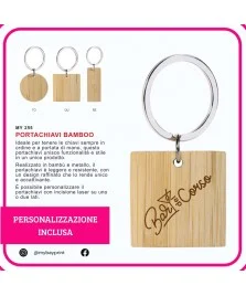 Portachiavi in bamboo e metallo stampata
