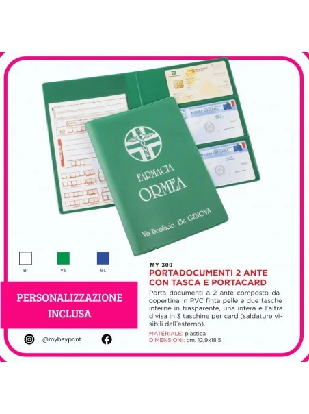 Portadocumenti 2 ante con tasca e portacard. stampata