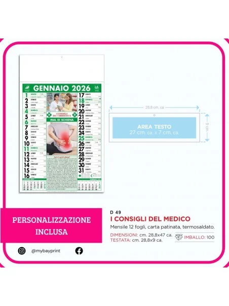 Calendario "I Consigli del Medico" stampata