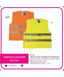 Gilet alta visibilità adulto personalizzato stampata