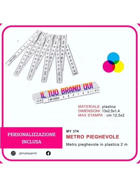 Metro pieghevole in plastica 2m stampata