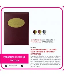 Portamenu maxi classic con 4 buste stampata