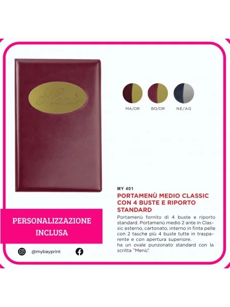 portamenù medio classic con stampa serigrafica 1 colore