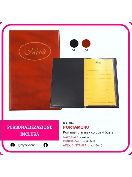 Portamenu in similpelle Mexico – stampa serigrafica 1 colore