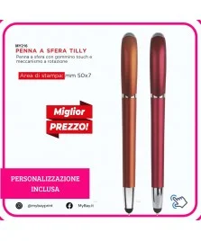 Penna a sfera Tilly personalizzata – con gommino touch stampata
