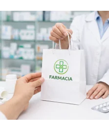 Shopper Bianca in Carta con Manico Ritorto FULL COLOR stampata, ideale per piccoli oggetti