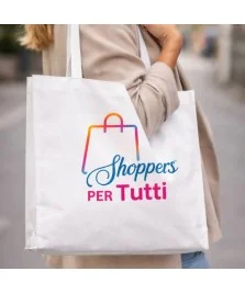 Shopper in TNT bianca manici lunghi personalizzata