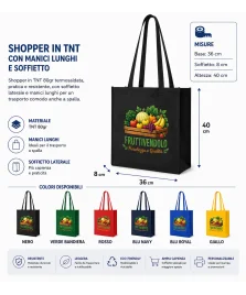 Shopper in TNT - manici lunghi e soffietto - FULLCOLOR