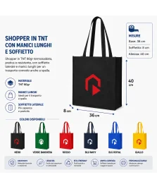 Shopper in TNT - manici lunghi e soffietto - 1 COLORE stampata